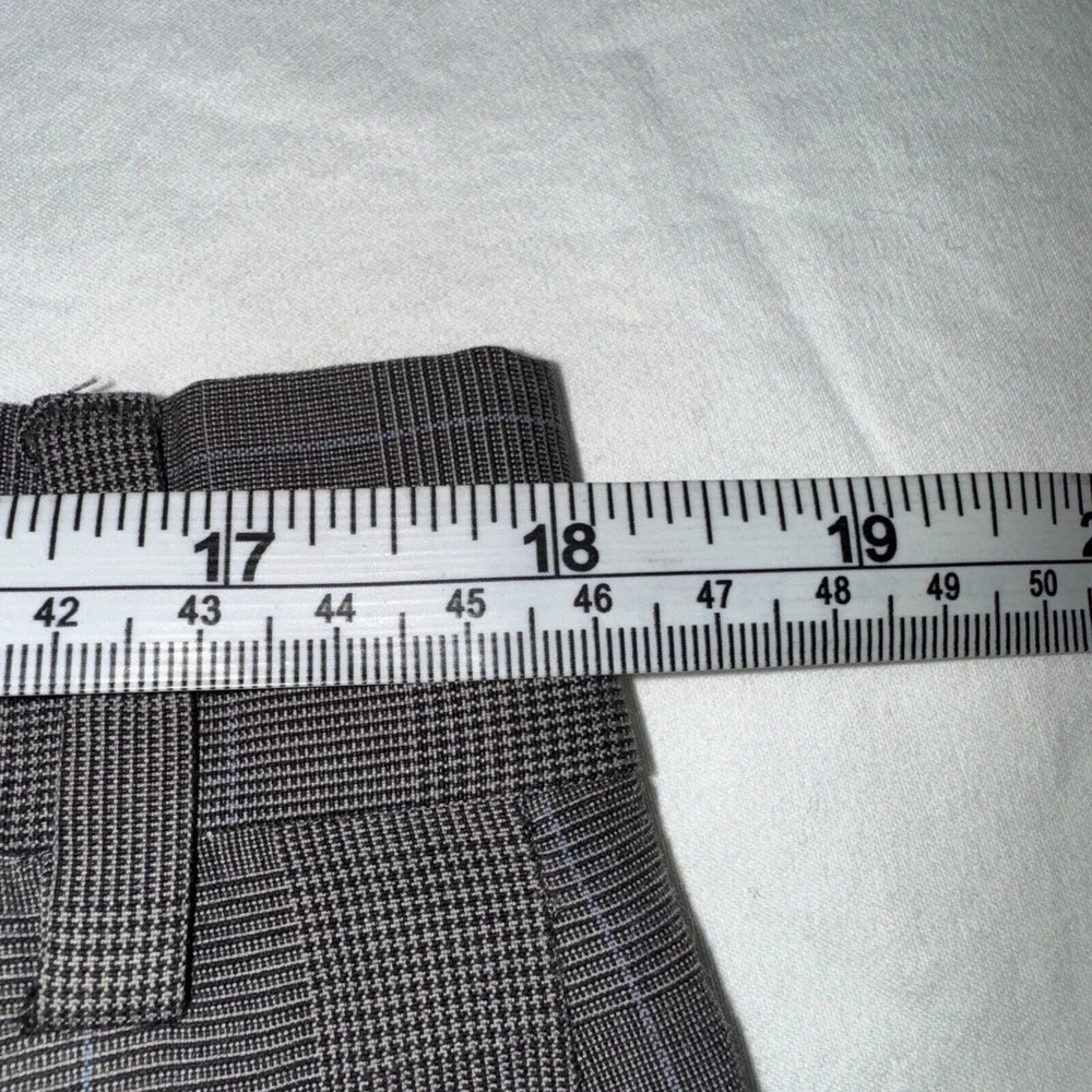 Banana Republic Dress Pants Mens 36x32 Gray Plaid Pinstripe Cotton Office Casual